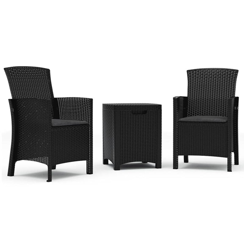 3-delige Loungeset met kussens PP rattan grafietkleurig MeubelReus
