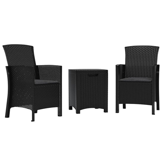3-delige Loungeset met kussens PP rattan grafietkleurig MeubelReus