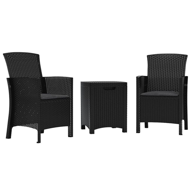 3-delige Loungeset met kussens PP rattan grafietkleurig MeubelReus