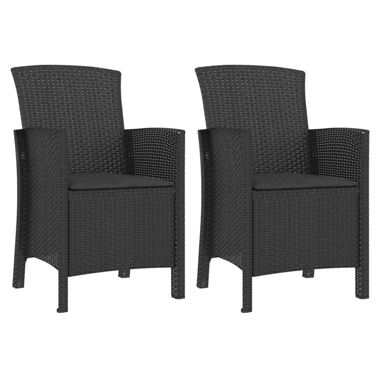 3-delige Loungeset met kussens PP rattan grafietkleurig MeubelReus