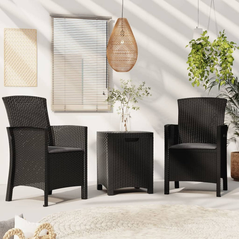 3-delige Loungeset met kussens PP rattan grafietkleurig MeubelReus