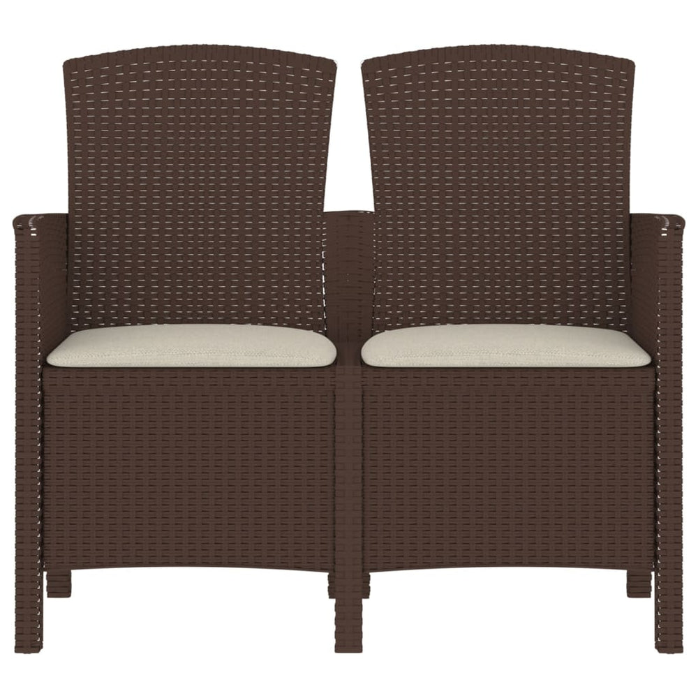 Tuinbank 2-zits met kussens PP-rattan bruin MeubelReus