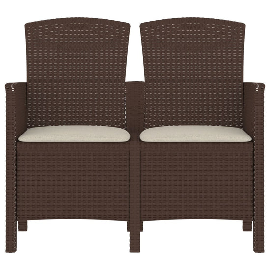 Tuinbank 2-zits met kussens PP-rattan bruin MeubelReus
