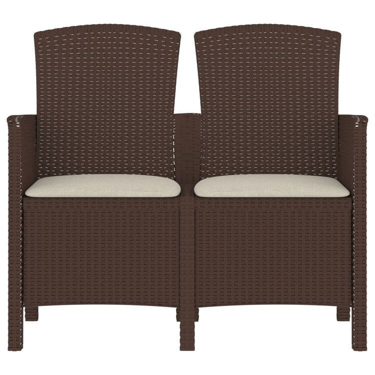 Tuinbank 2-zits met kussens PP-rattan bruin MeubelReus