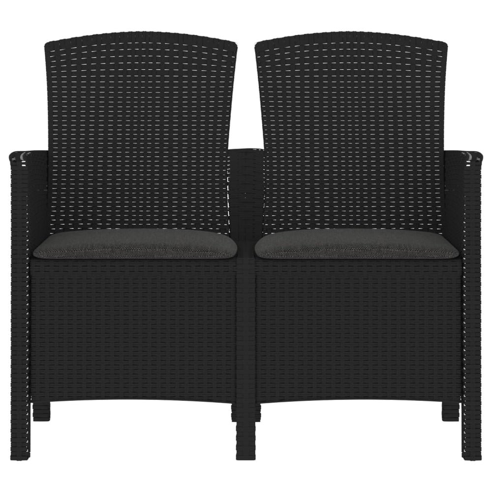 Tuinbank 2-zits met kussens PP-rattan grafietkleurig MeubelReus