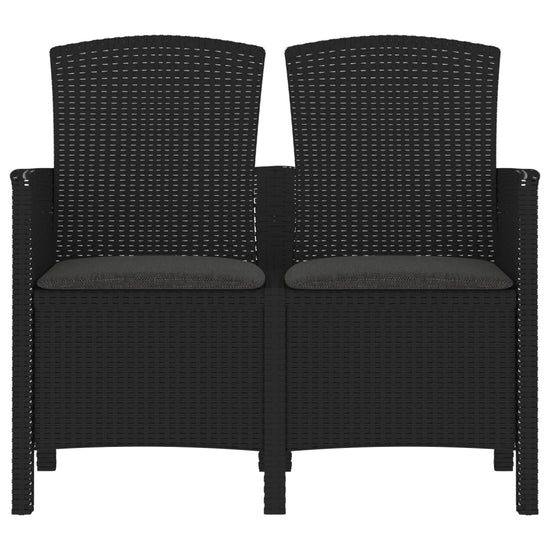 Tuinbank 2-zits met kussens PP-rattan grafietkleurig MeubelReus
