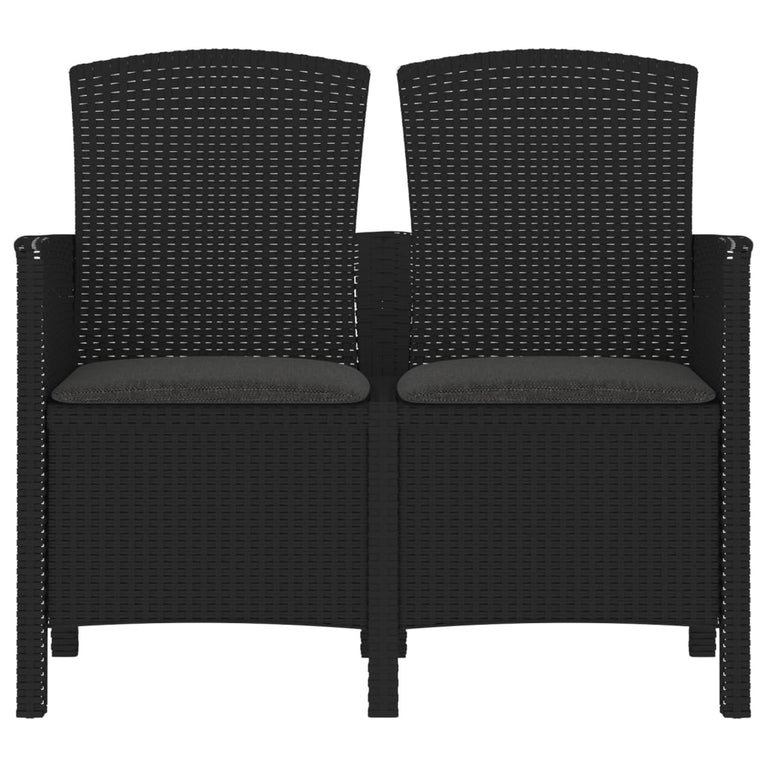 Tuinbank 2-zits met kussens PP-rattan grafietkleurig MeubelReus