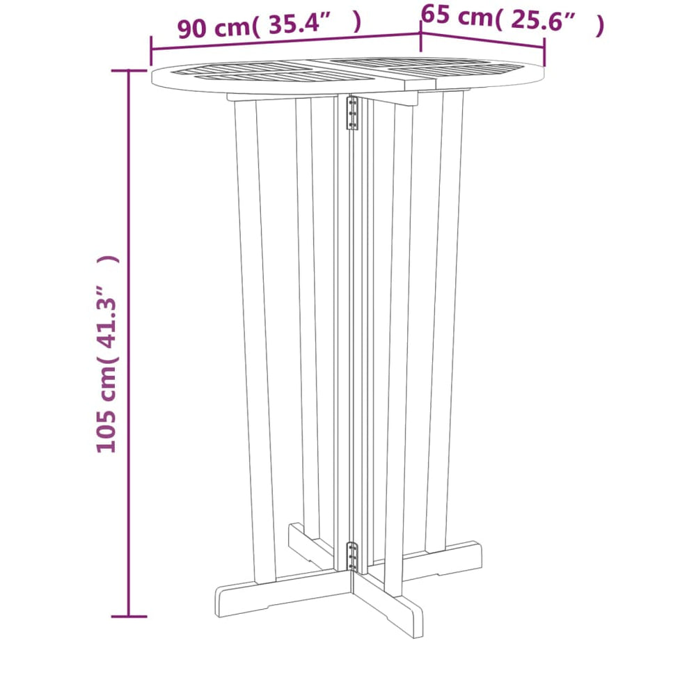 Bartafel inklapbaar 90x65x105 cm massief teakhout MeubelReus