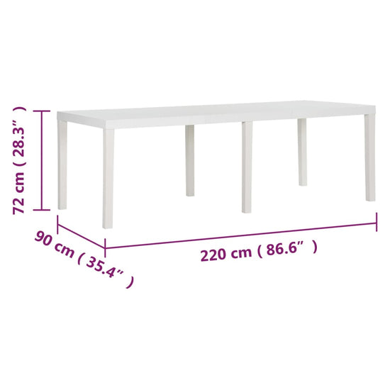 Tuintafel 220x90x72 cm polypropeen wit MeubelReus