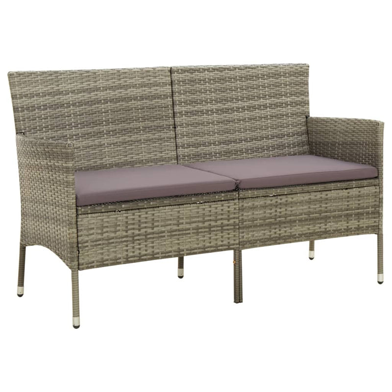 Tuinbank 3-zits met kussen poly rattan grijs MeubelReus
