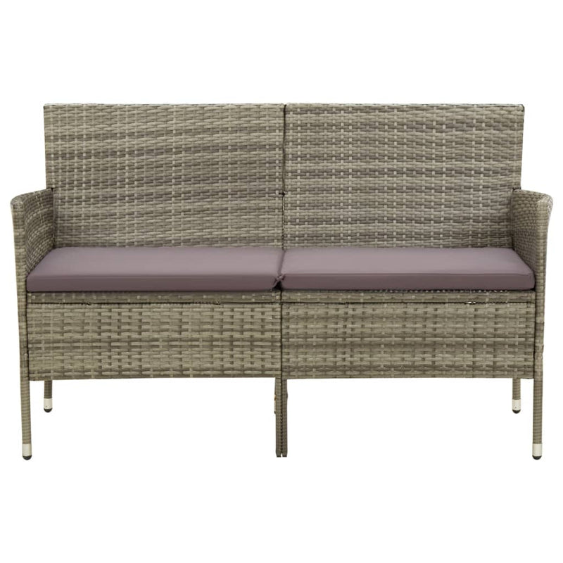 Tuinbank 3-zits met kussen poly rattan grijs MeubelReus