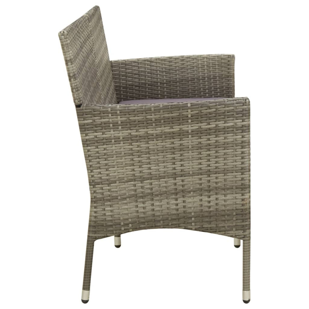 Tuinbank 3-zits met kussen poly rattan grijs MeubelReus