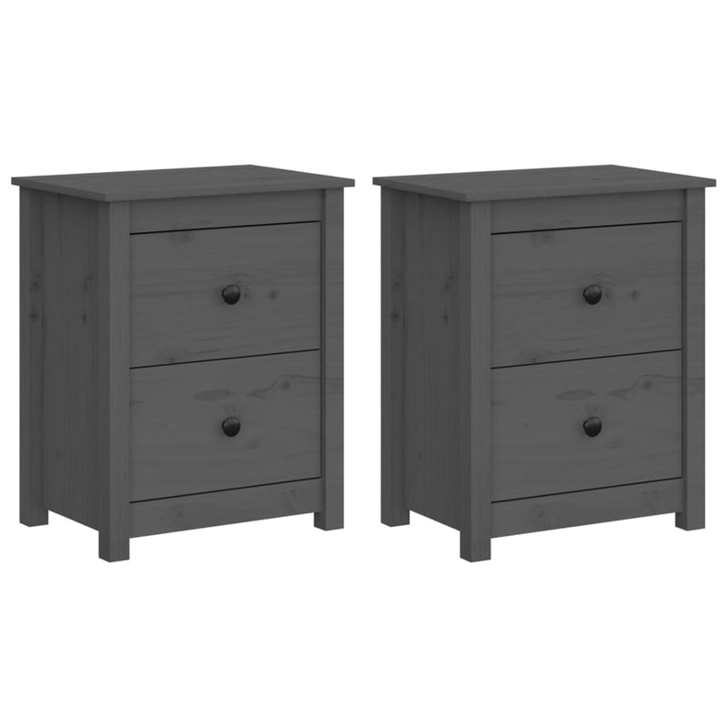 Nachtkastjes 2 st 50x35x61,5 cm massief grenenhout grijs MeubelReus