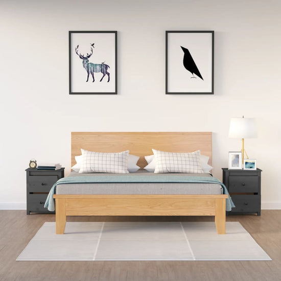 Nachtkastjes 2 st 50x35x61,5 cm massief grenenhout grijs MeubelReus