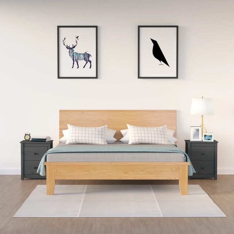 Nachtkastjes 2 st 50x35x61,5 cm massief grenenhout grijs MeubelReus