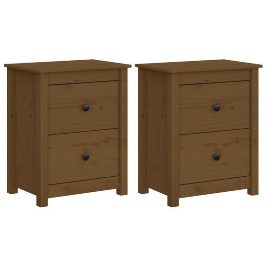 Nachtkastjes 2 st 50x35x61,5 cm massief grenenhout honingbruin MeubelReus