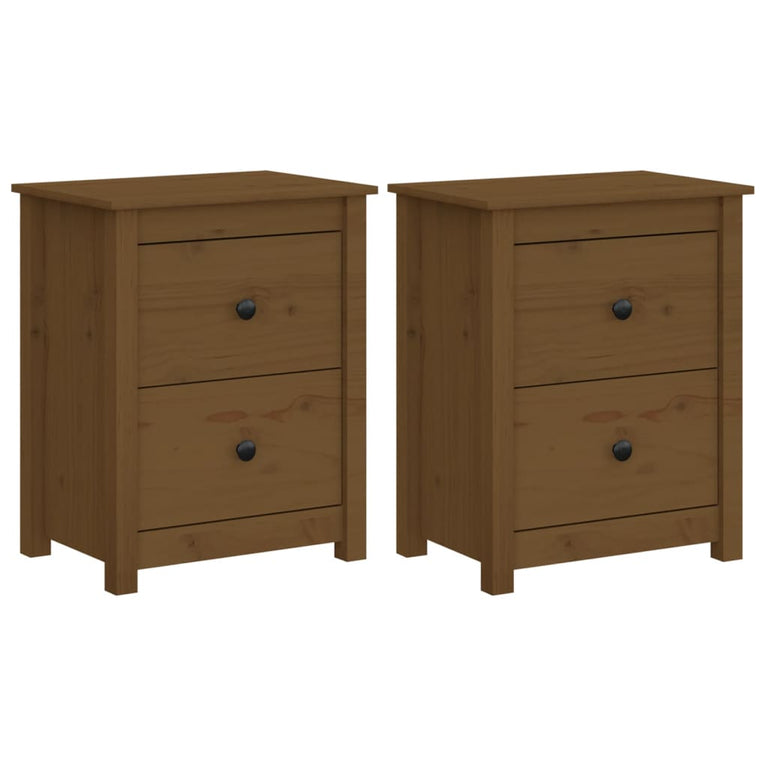 Nachtkastjes 2 st 50x35x61,5 cm massief grenenhout honingbruin MeubelReus