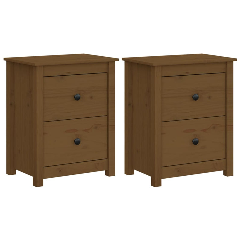 Nachtkastjes 2 st 50x35x61,5 cm massief grenenhout honingbruin MeubelReus