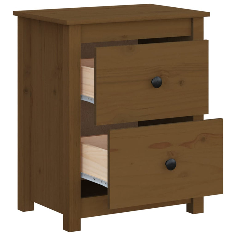 Nachtkastjes 2 st 50x35x61,5 cm massief grenenhout honingbruin MeubelReus