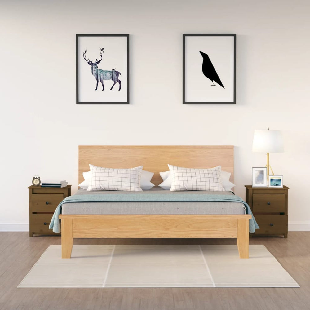 Nachtkastjes 2 st 50x35x61,5 cm massief grenenhout honingbruin MeubelReus