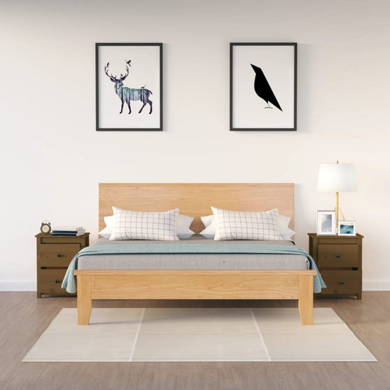 Nachtkastjes 2 st 50x35x61,5 cm massief grenenhout honingbruin MeubelReus