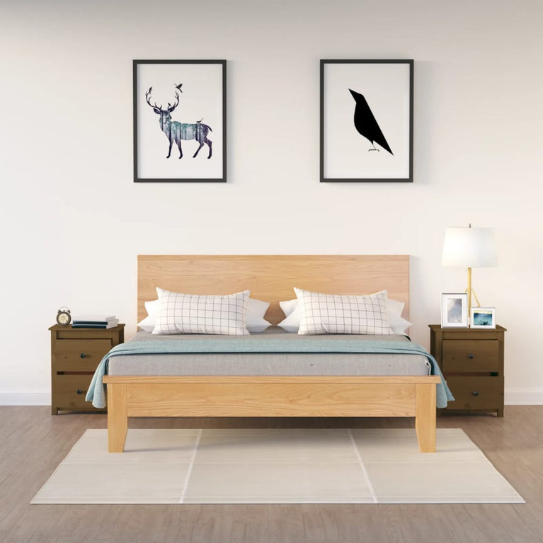 Nachtkastjes 2 st 50x35x61,5 cm massief grenenhout honingbruin MeubelReus