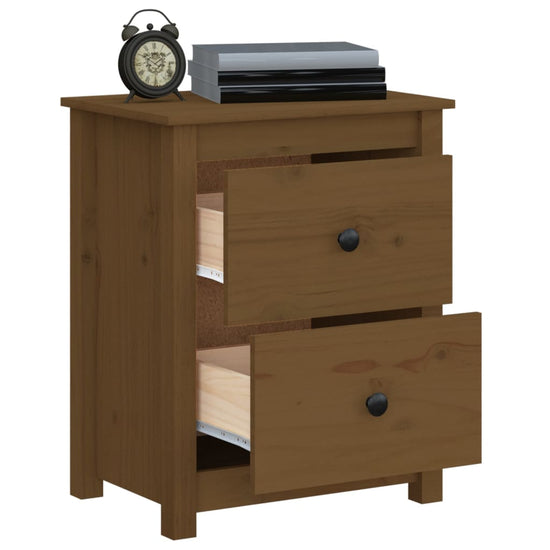 Nachtkastjes 2 st 50x35x61,5 cm massief grenenhout honingbruin MeubelReus