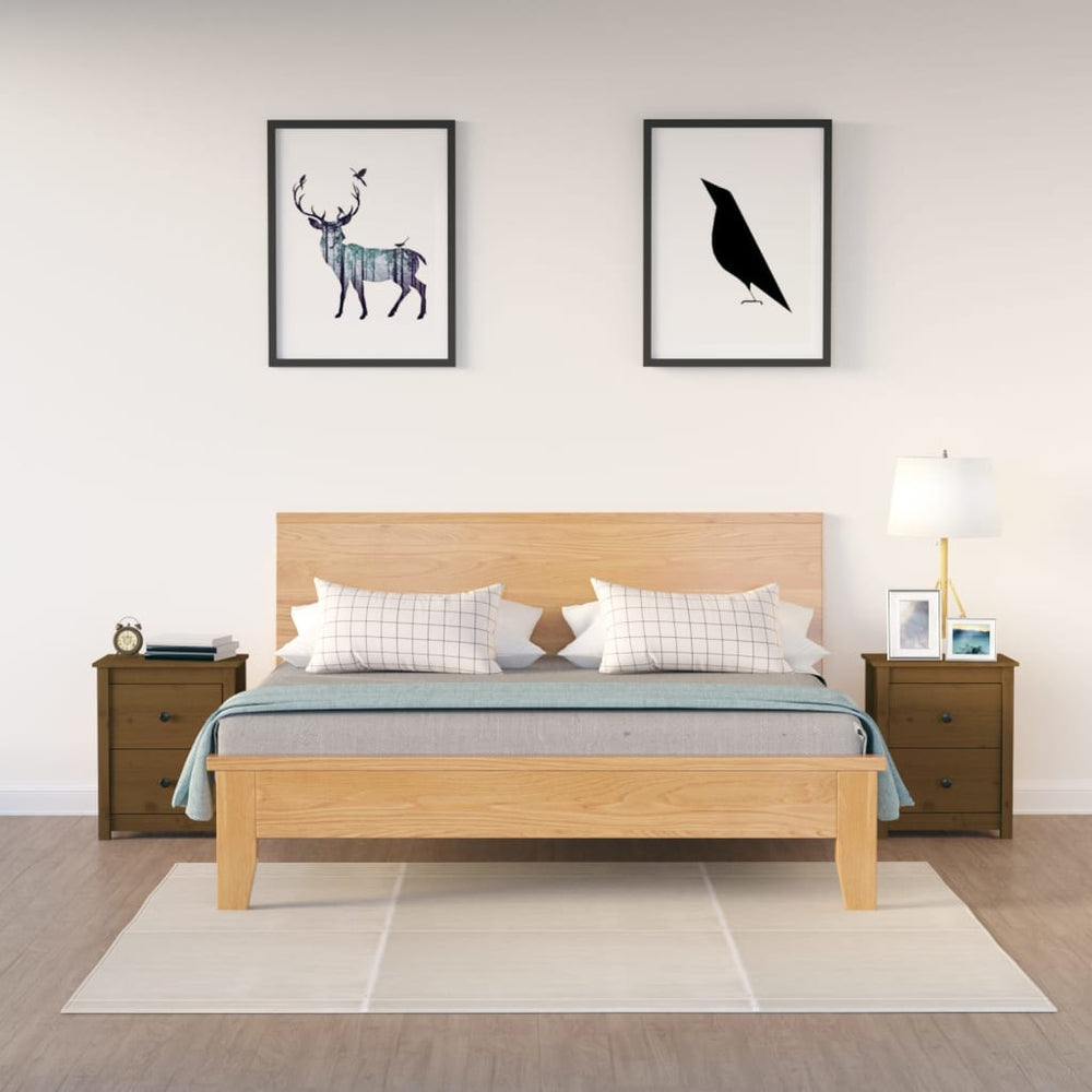 Nachtkastjes 2 st 50x35x61,5 cm massief grenenhout honingbruin MeubelReus