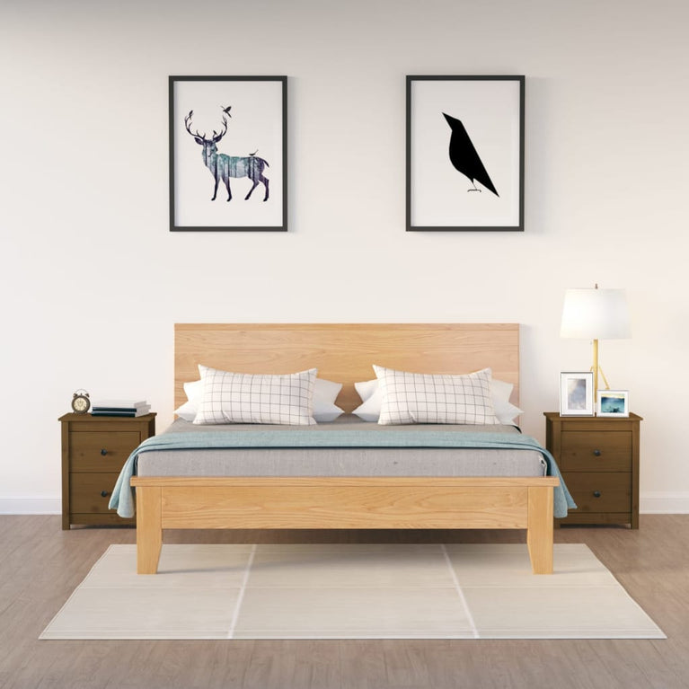 Nachtkastjes 2 st 50x35x61,5 cm massief grenenhout honingbruin MeubelReus
