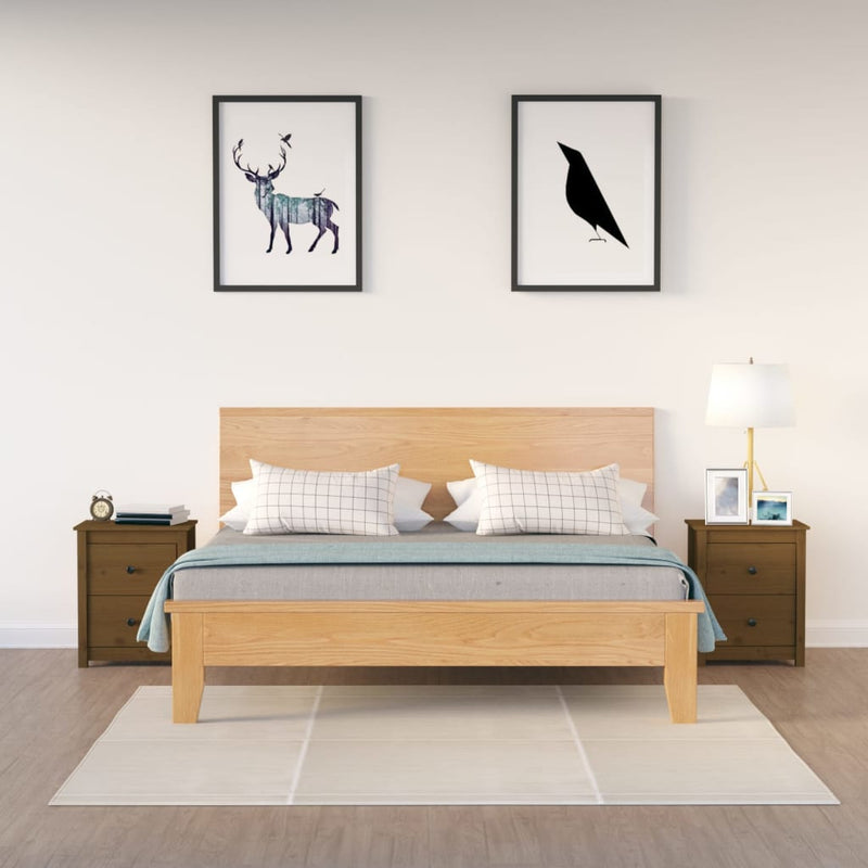 Nachtkastjes 2 st 50x35x61,5 cm massief grenenhout honingbruin MeubelReus