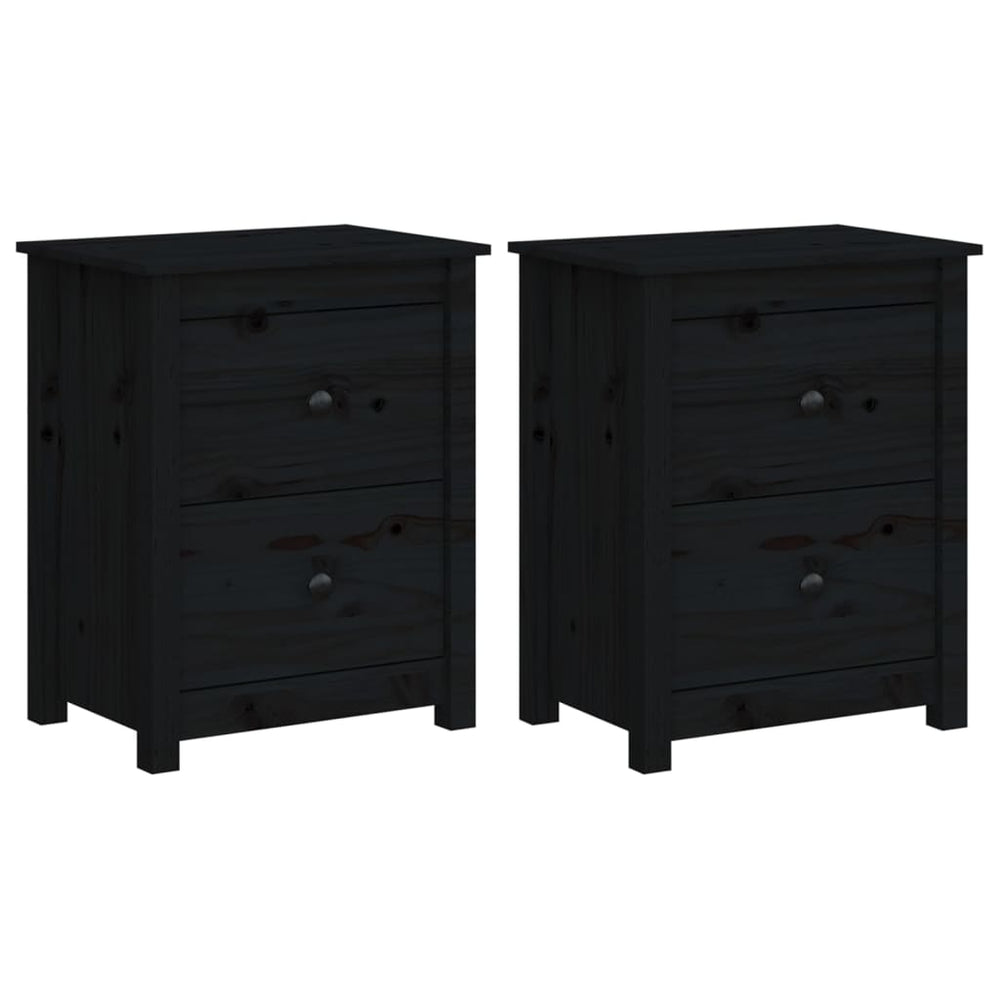 Nachtkastjes 2 st 50x35x61,5 cm massief grenenhout zwart MeubelReus