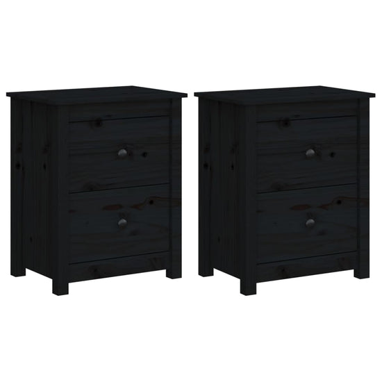 Nachtkastjes 2 st 50x35x61,5 cm massief grenenhout zwart MeubelReus