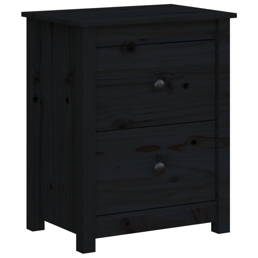 Nachtkastjes 2 st 50x35x61,5 cm massief grenenhout zwart MeubelReus