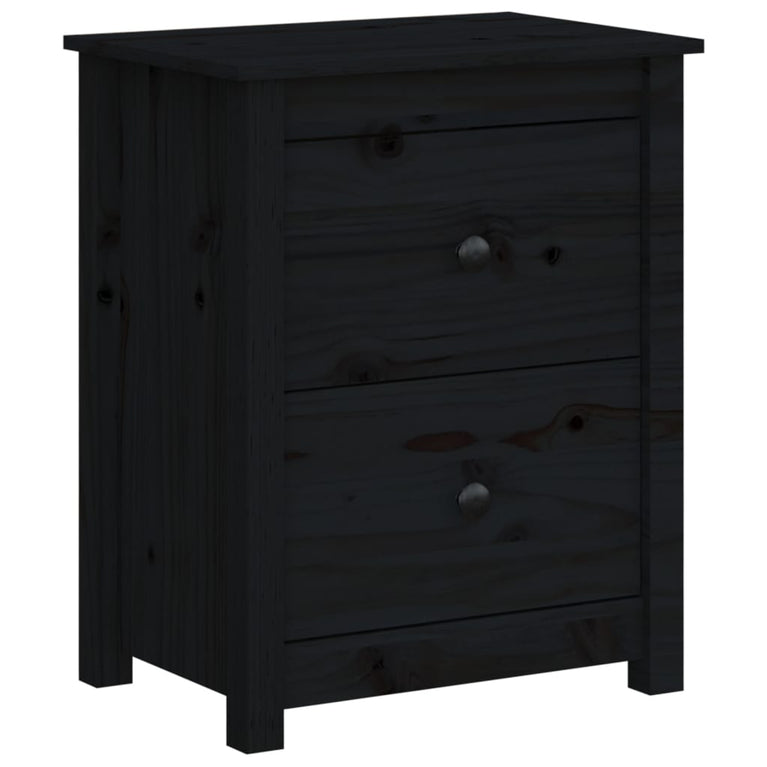 Nachtkastjes 2 st 50x35x61,5 cm massief grenenhout zwart MeubelReus