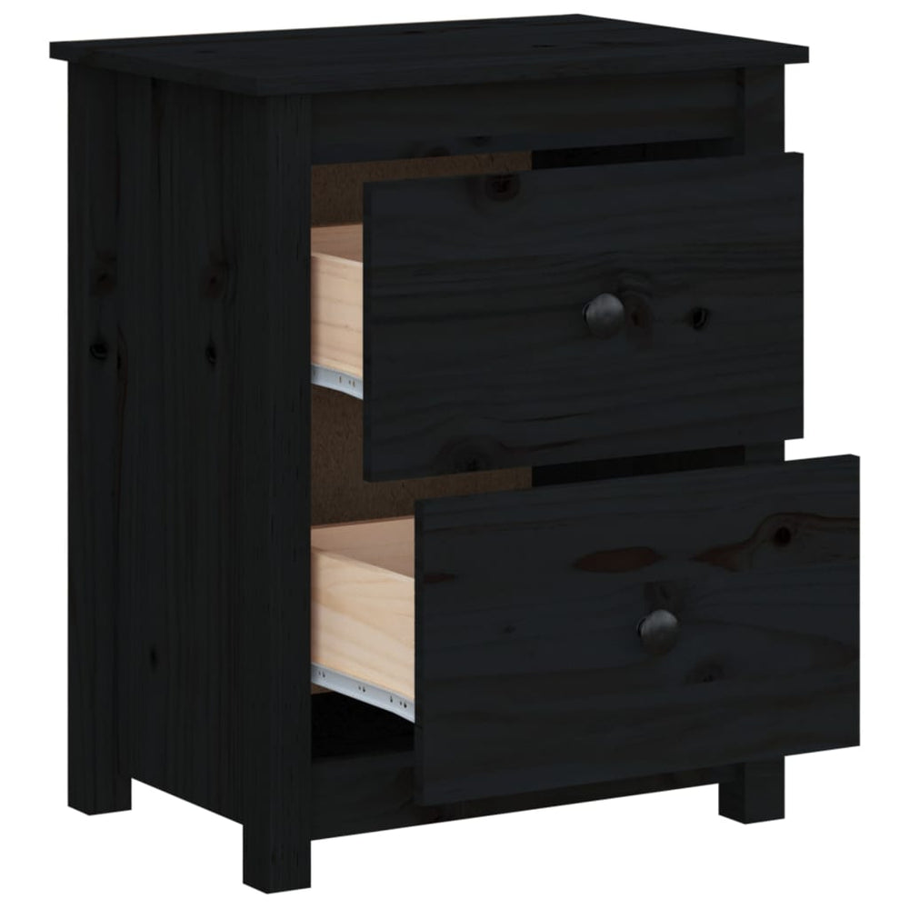 Nachtkastjes 2 st 50x35x61,5 cm massief grenenhout zwart MeubelReus