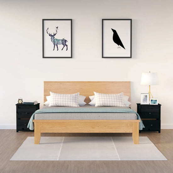 Nachtkastjes 2 st 50x35x61,5 cm massief grenenhout zwart MeubelReus