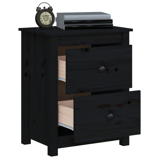 Nachtkastjes 2 st 50x35x61,5 cm massief grenenhout zwart MeubelReus