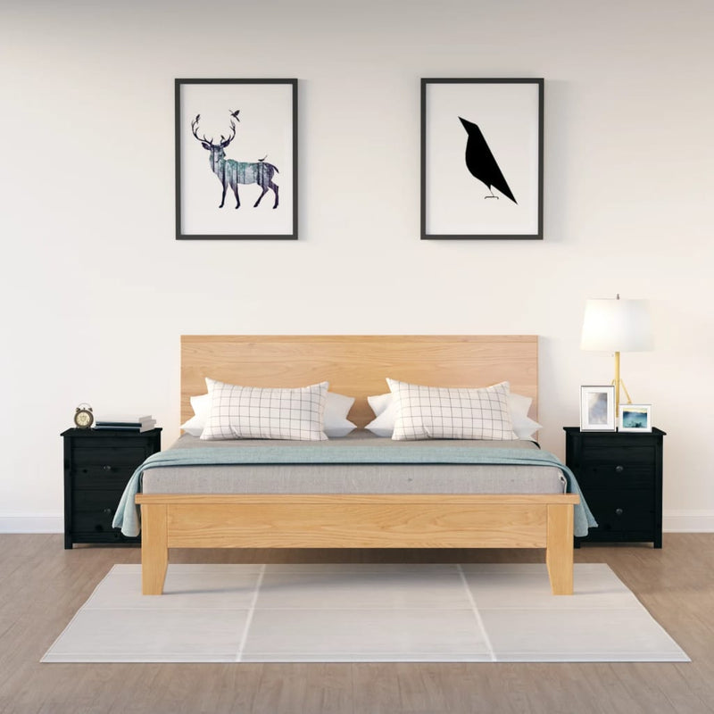 Nachtkastjes 2 st 50x35x61,5 cm massief grenenhout zwart MeubelReus