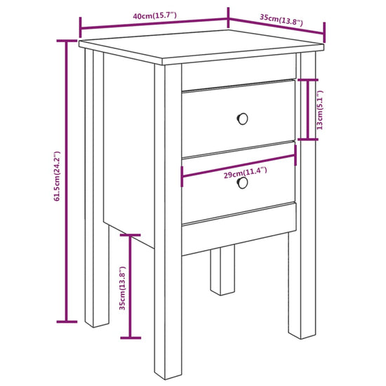 Nachtkastjes 2 st 40x35x61,5 cm massief grenenhout MeubelReus