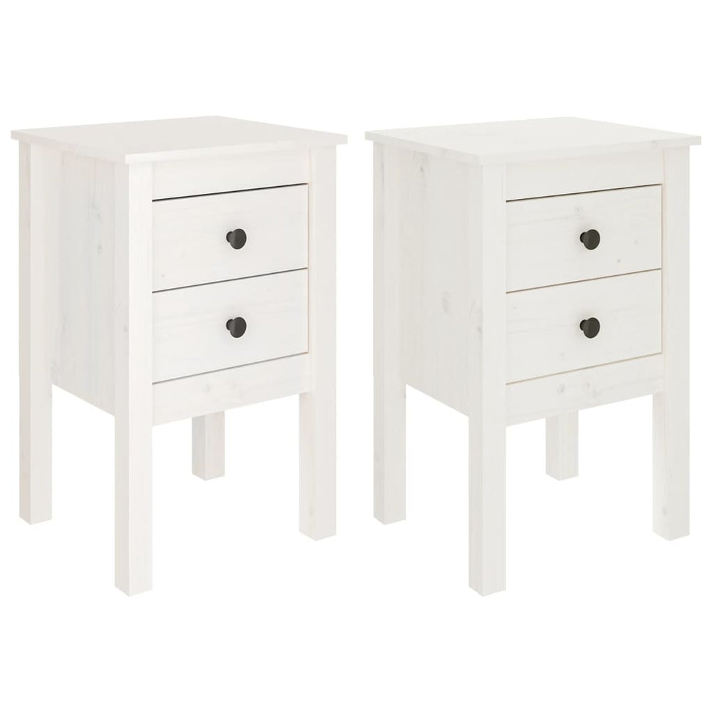 Nachtkastjes 2 st 40x35x61,5 cm massief grenenhout wit MeubelReus