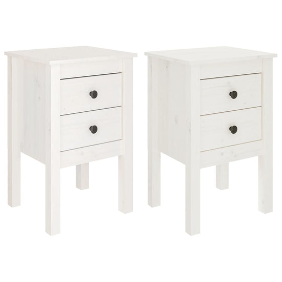 Nachtkastjes 2 st 40x35x61,5 cm massief grenenhout wit MeubelReus