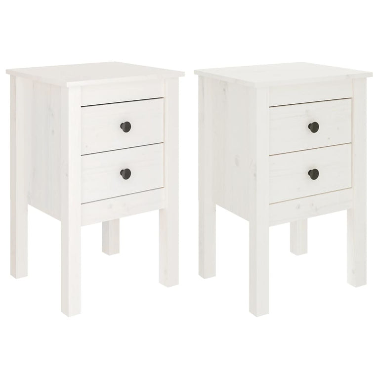 Nachtkastjes 2 st 40x35x61,5 cm massief grenenhout wit MeubelReus