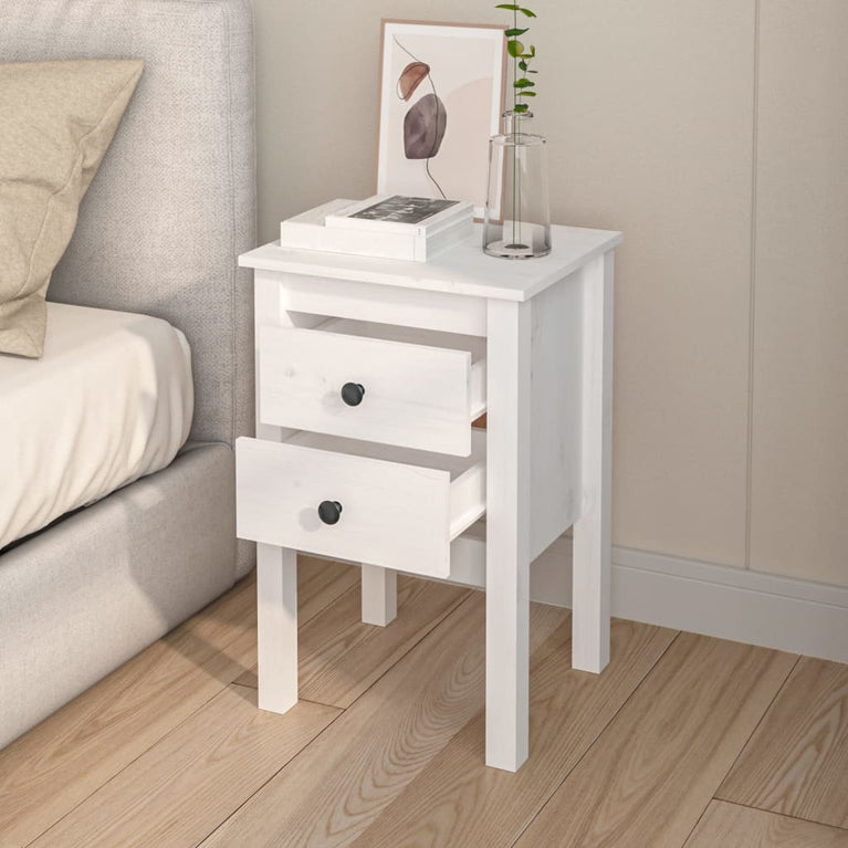 Nachtkastjes 2 st 40x35x61,5 cm massief grenenhout wit MeubelReus
