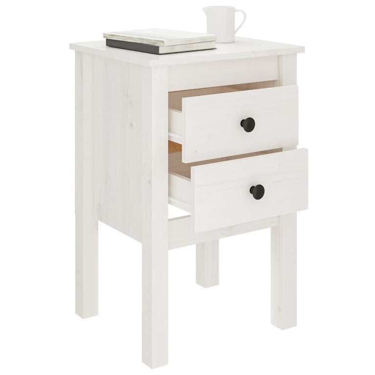 Nachtkastjes 2 st 40x35x61,5 cm massief grenenhout wit MeubelReus