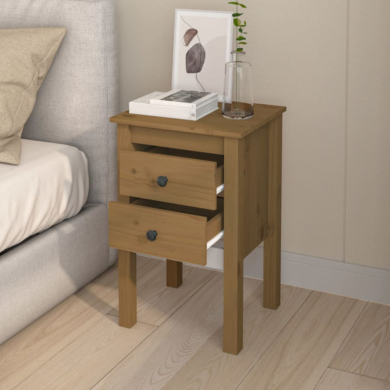 Nachtkastjes 2 st 40x35x61,5 cm massief grenenhout honingbruin MeubelReus