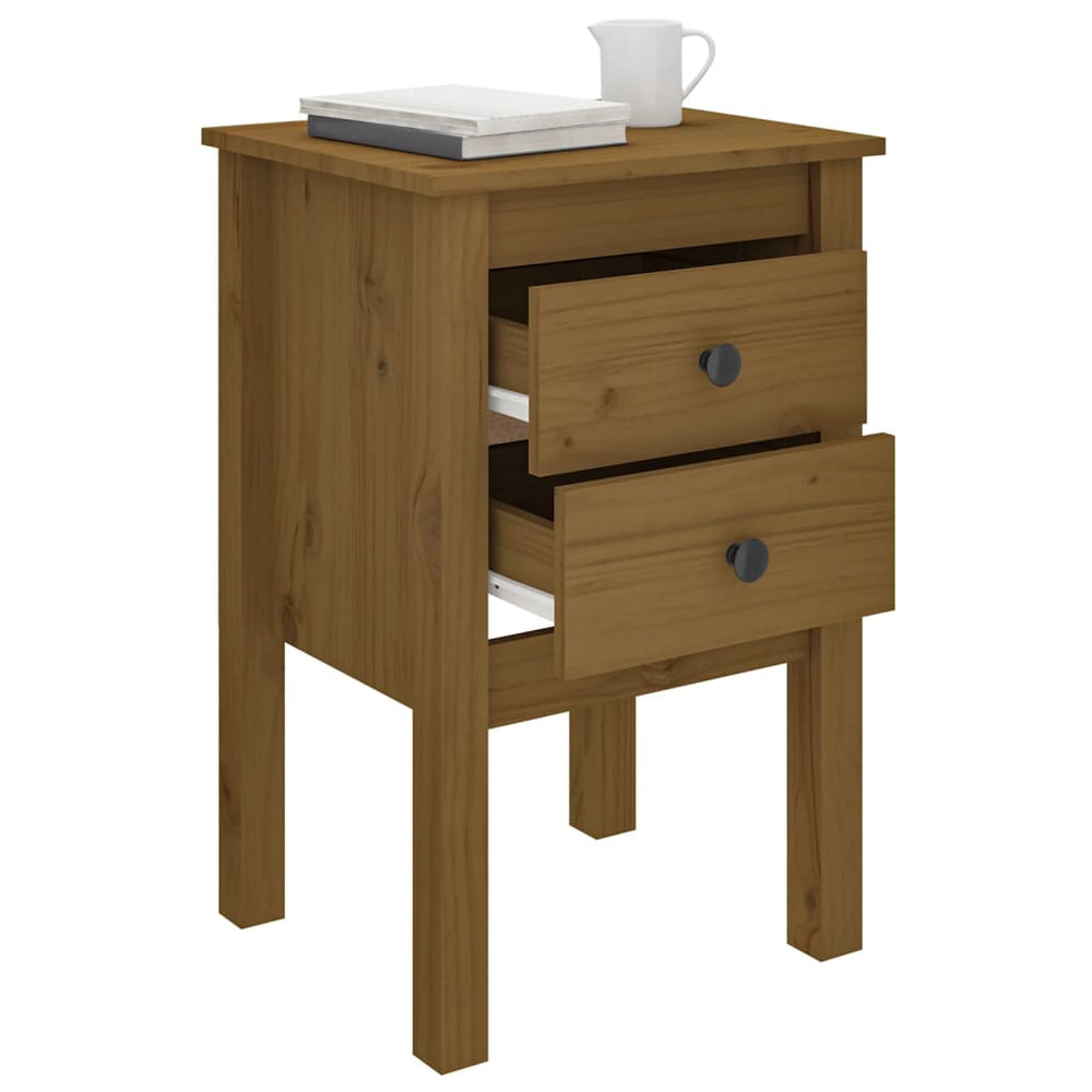 Nachtkastjes 2 st 40x35x61,5 cm massief grenenhout honingbruin MeubelReus