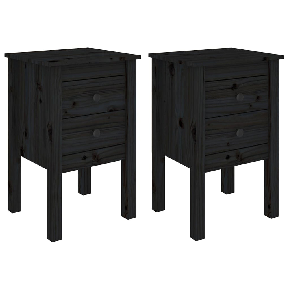 Nachtkastjes 2 st 40x35x61,5 cm massief grenenhout zwart MeubelReus