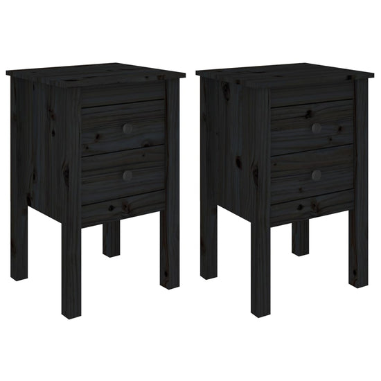 Nachtkastjes 2 st 40x35x61,5 cm massief grenenhout zwart MeubelReus