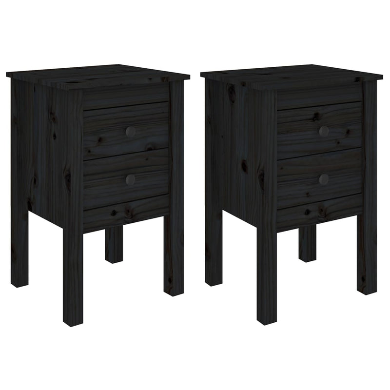 Nachtkastjes 2 st 40x35x61,5 cm massief grenenhout zwart MeubelReus