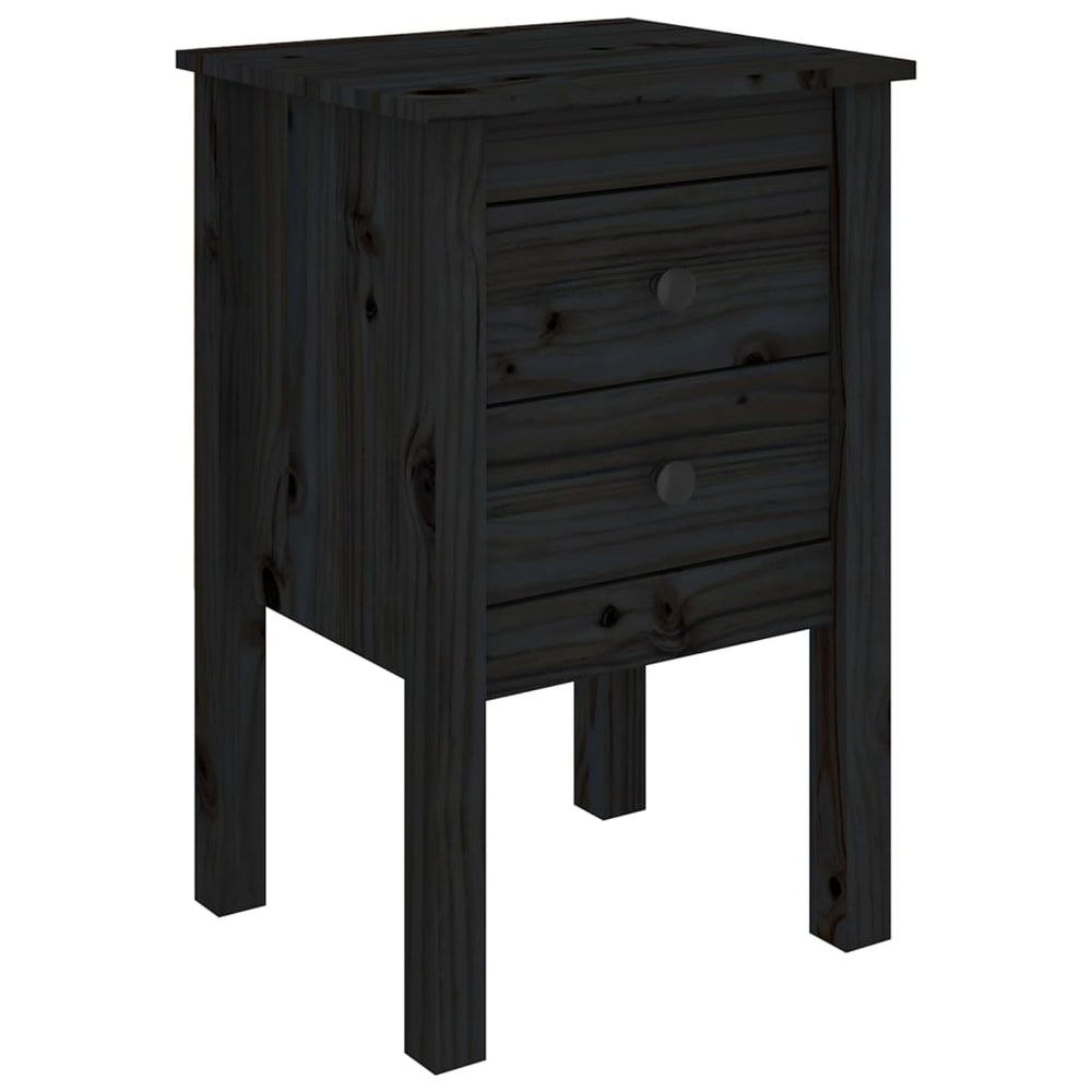 Nachtkastjes 2 st 40x35x61,5 cm massief grenenhout zwart MeubelReus